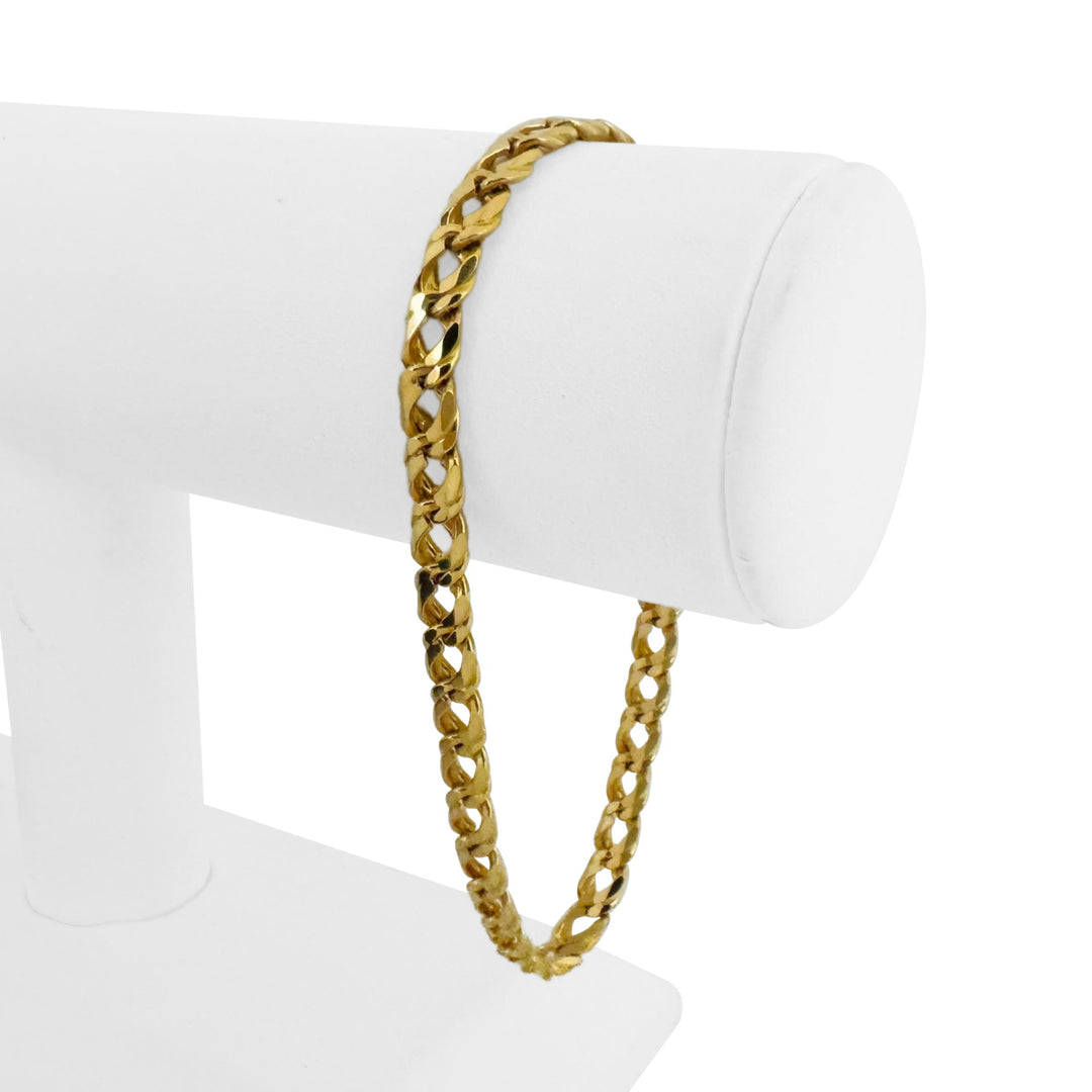 14k Yellow Gold 13g Solid 6mm Squared Double Curb Link Bracelet Italy 8.25"