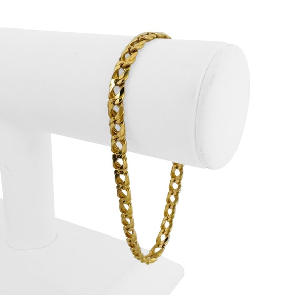 14k Yellow Gold 13g Solid 6mm Squared Double Curb Link Bracelet Italy 8.25
