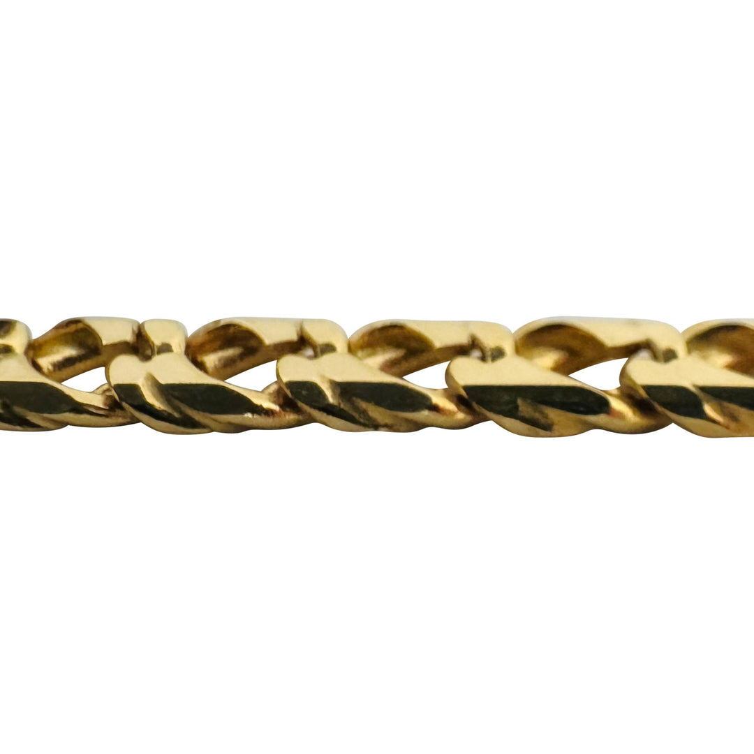 14k Yellow Gold 13g Solid 6mm Squared Double Curb Link Bracelet Italy 8.25"