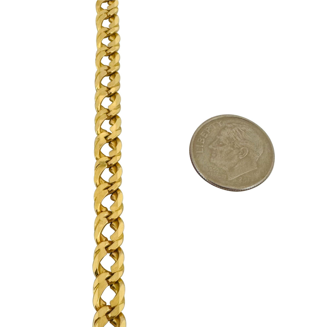 14k Yellow Gold 13g Solid 6mm Squared Double Curb Link Bracelet Italy 8.25"