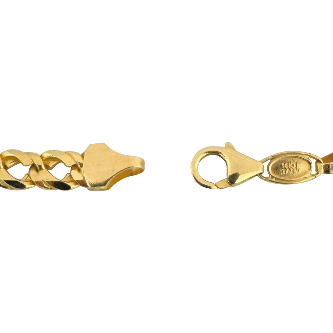 14k Yellow Gold 13g Solid 6mm Squared Double Curb Link Bracelet Italy 8.25"