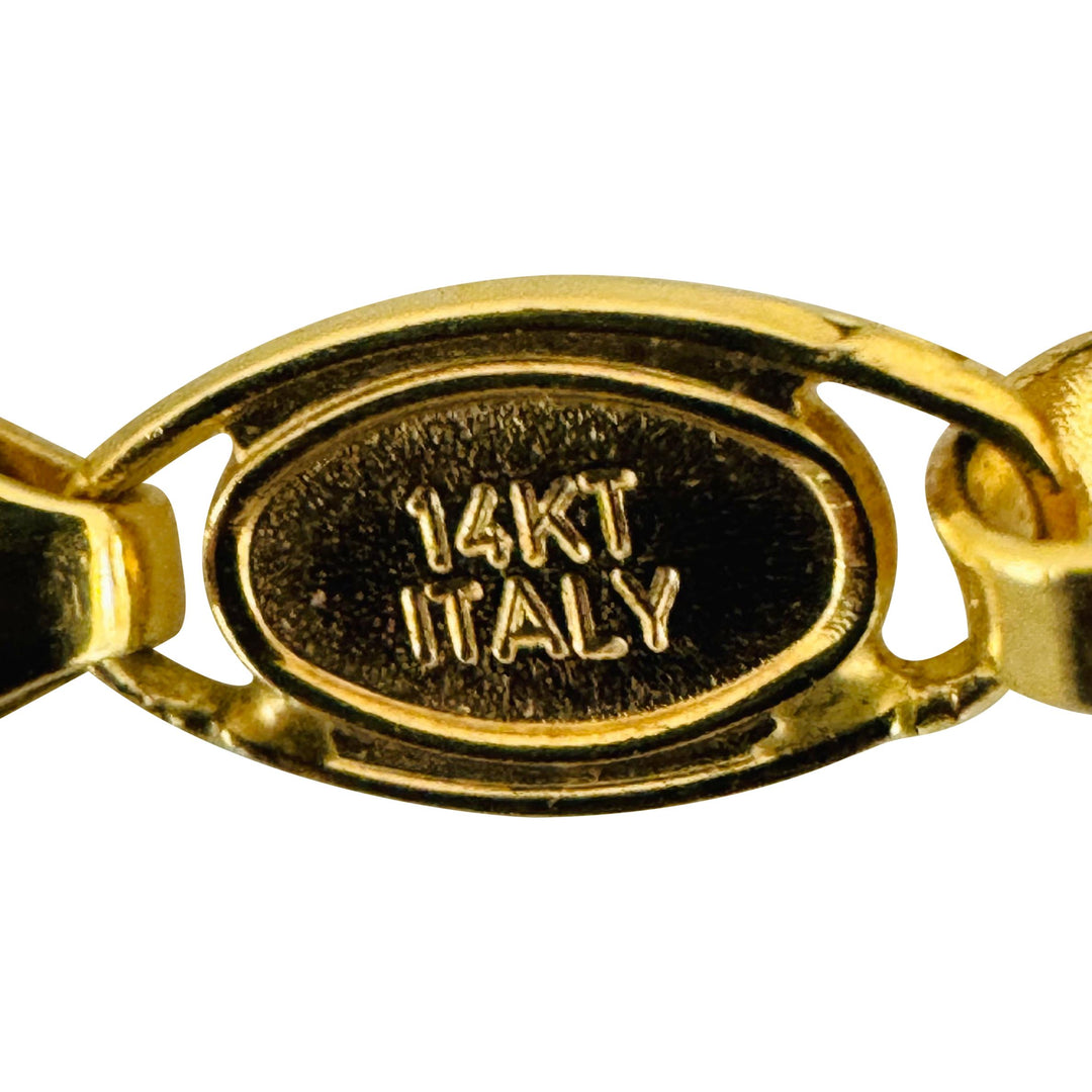 14k Yellow Gold 13g Solid 6mm Squared Double Curb Link Bracelet Italy 8.25"