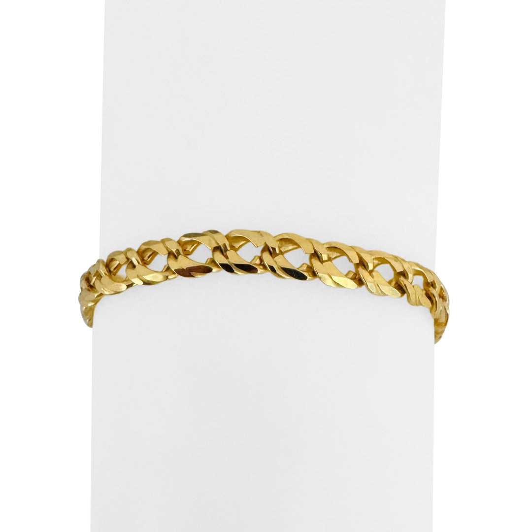 14k Yellow Gold 13g Solid 6mm Squared Double Curb Link Bracelet Italy 8.25"