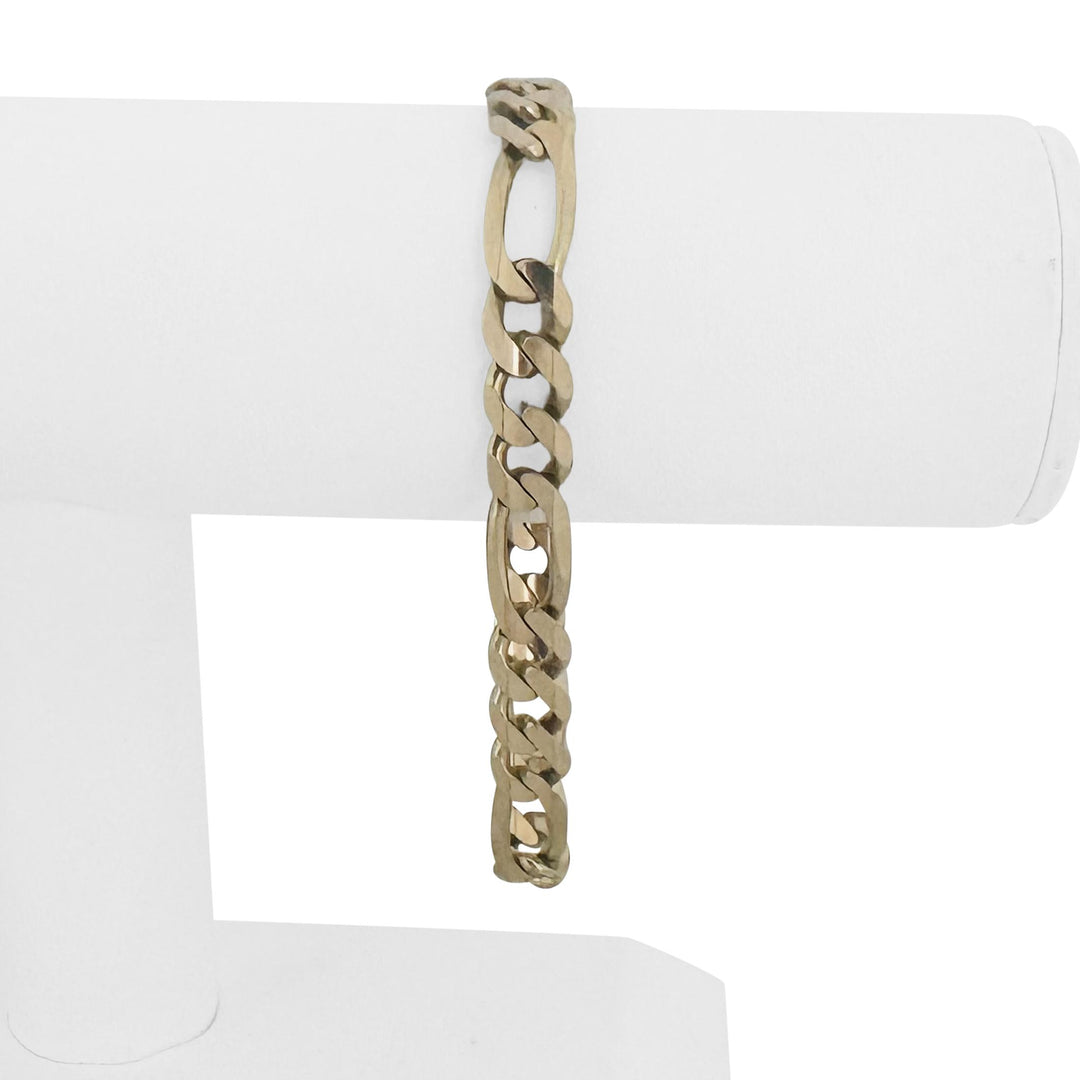 14k Yellow Gold 19.6g Solid Men's 8mm Figaro Link Bracelet Italy 8"