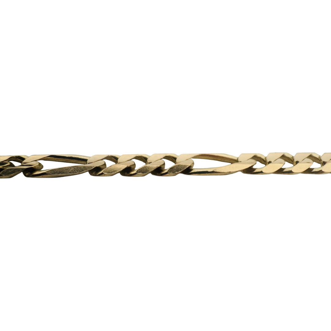 14k Yellow Gold 19.6g Solid Men's 8mm Figaro Link Bracelet Italy 8"