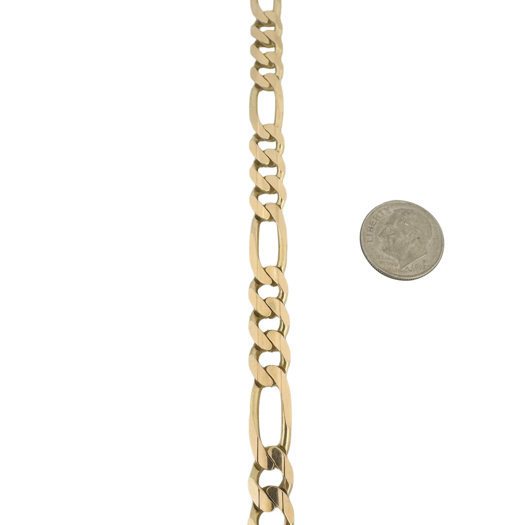 14k Yellow Gold 19.6g Solid Men's 8mm Figaro Link Bracelet Italy 8"