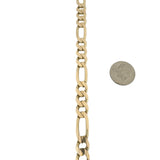 14k Yellow Gold 19.6g Solid Men's 8mm Figaro Link Bracelet Italy 8"