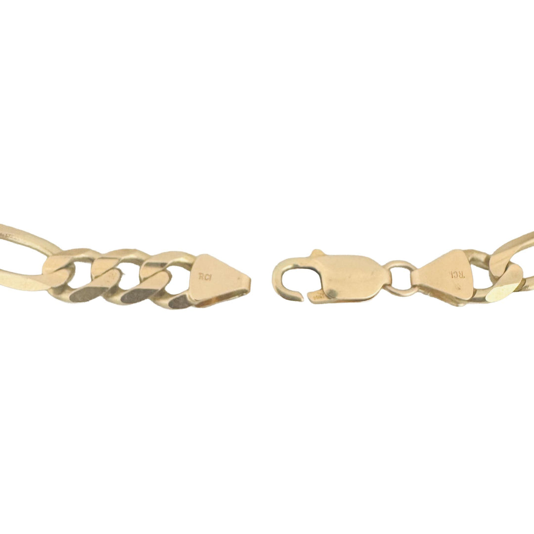 14k Yellow Gold 19.6g Solid Men's 8mm Figaro Link Bracelet Italy 8"
