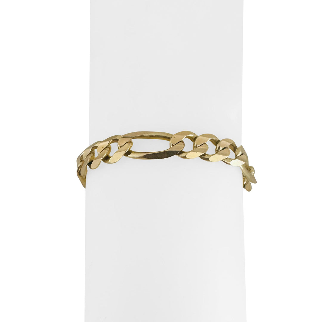 14k Yellow Gold 19.6g Solid Men's 8mm Figaro Link Bracelet Italy 8"