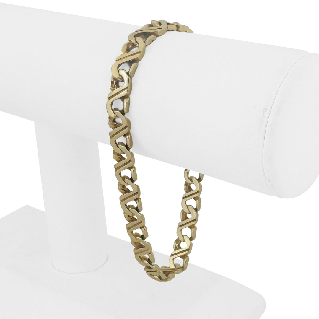 14k Yellow Gold 25g Solid Vintage Men's Fancy Curb Link Bracelet 8.5"