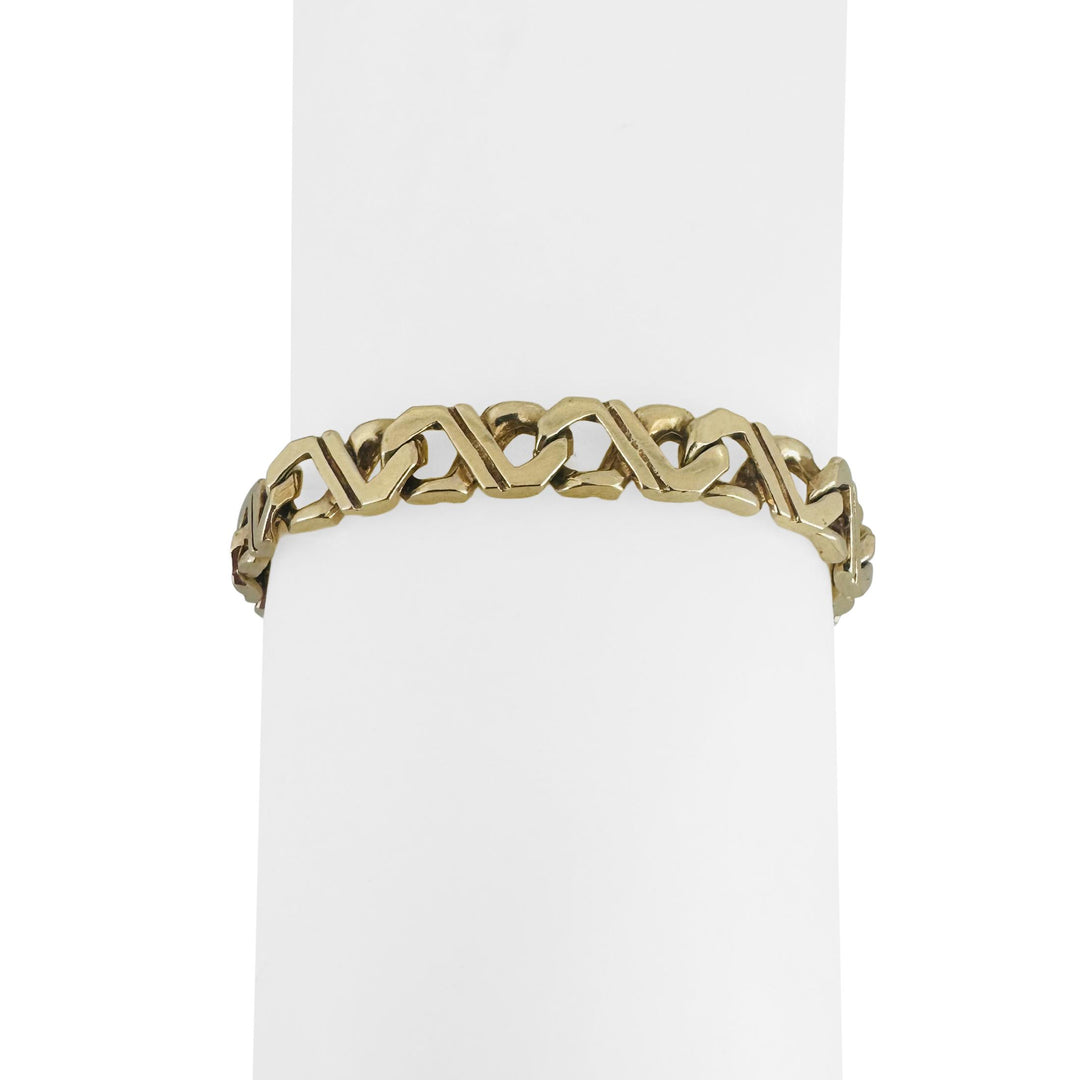 14k Yellow Gold 25g Solid Vintage Men's Fancy Curb Link Bracelet 8.5"