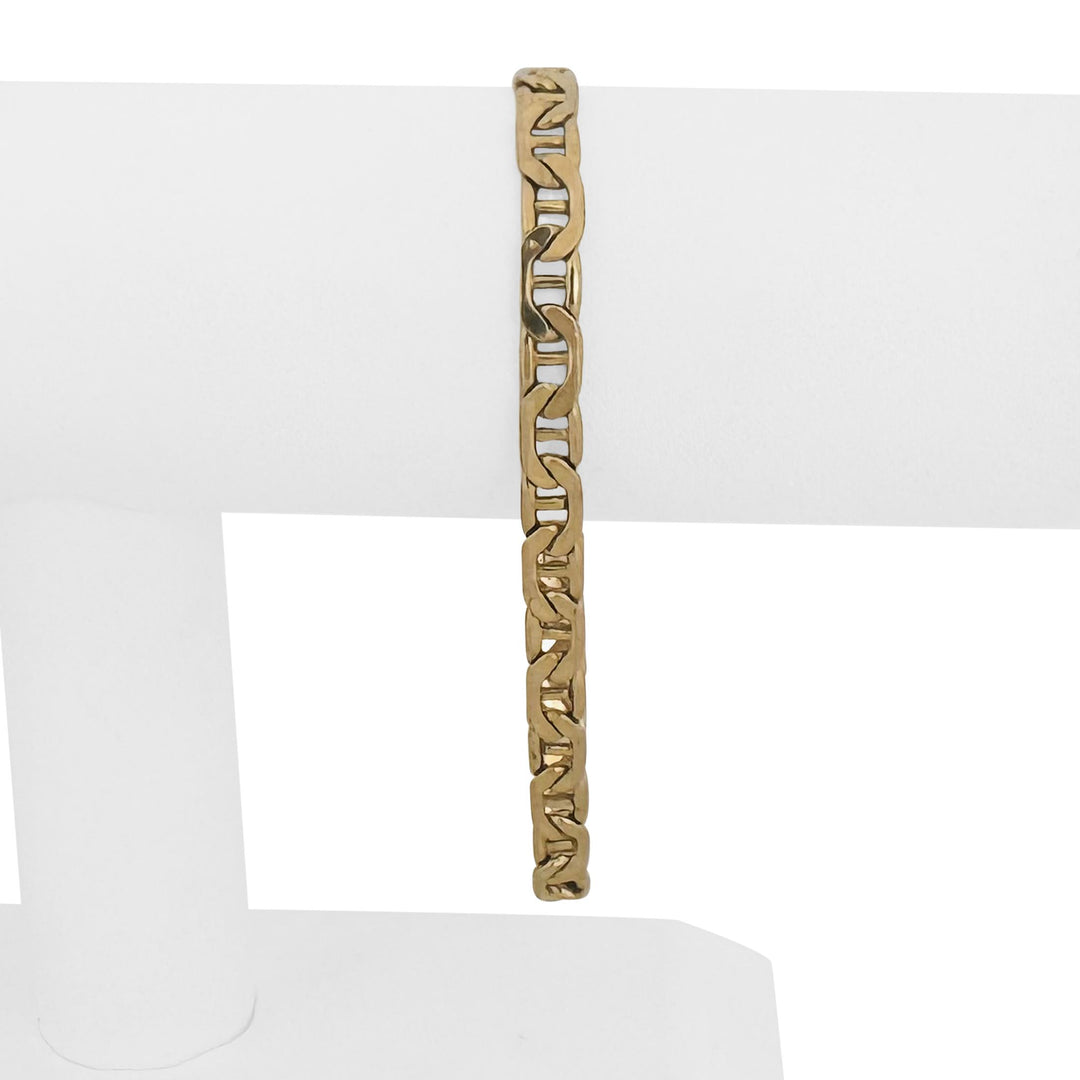 14k Yellow Gold 8.4g Semi Solid Men's 5.5mm Mariner Link Bracelet Italy 8"
