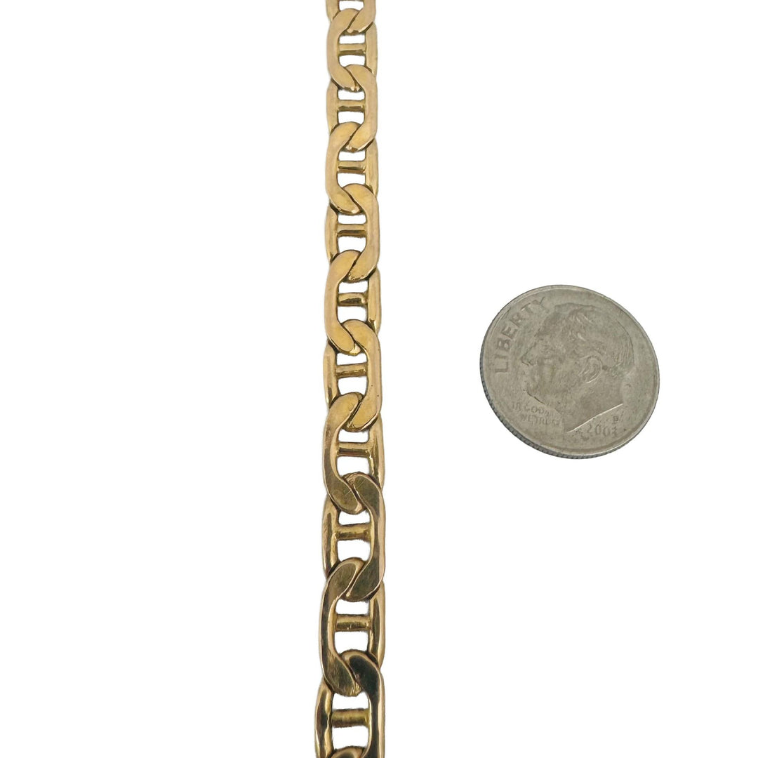 14k Yellow Gold 8.4g Semi Solid Men's 5.5mm Mariner Link Bracelet Italy 8"