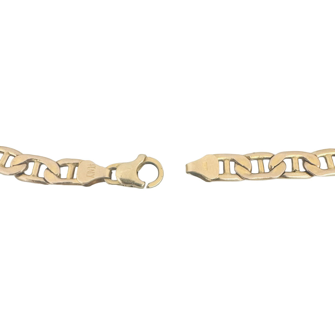 14k Yellow Gold 8.4g Semi Solid Men's 5.5mm Mariner Link Bracelet Italy 8"