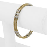 14k Yellow and White Gold 13.2g Flexible Ball Bead Cuff Bracelet Italy 7"
