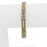 14k Yellow and White Gold 13.2g Flexible Ball Bead Cuff Bracelet Italy 7"