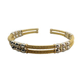 14k Yellow and White Gold 13.2g Flexible Ball Bead Cuff Bracelet Italy 7"