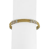 14k Yellow and White Gold 13.2g Flexible Ball Bead Cuff Bracelet Italy 7"