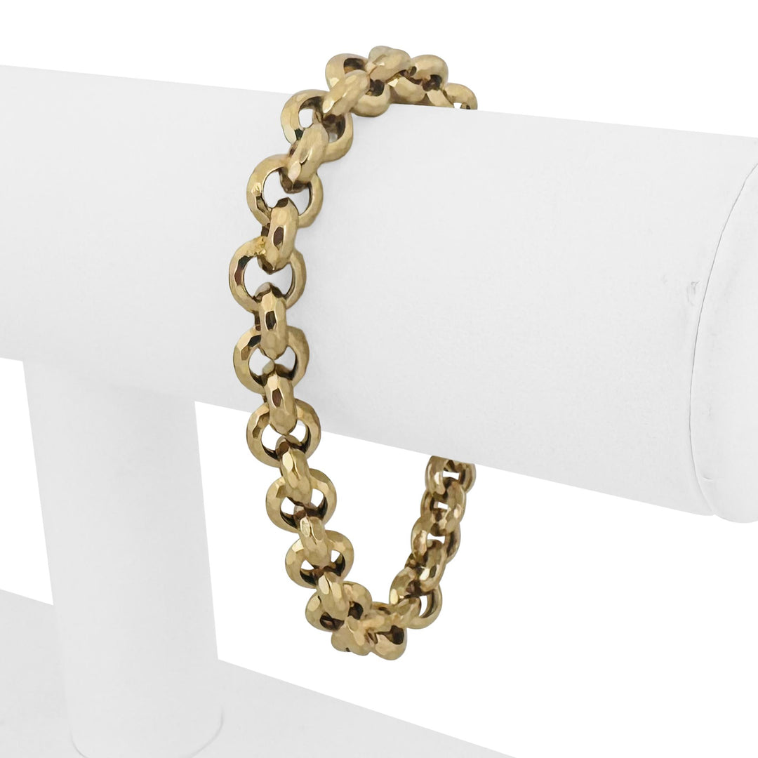 14k Yellow Gold 11.3g Ladies Beveled 8.5mm Rolo Link Bracelet Italy 7.25"