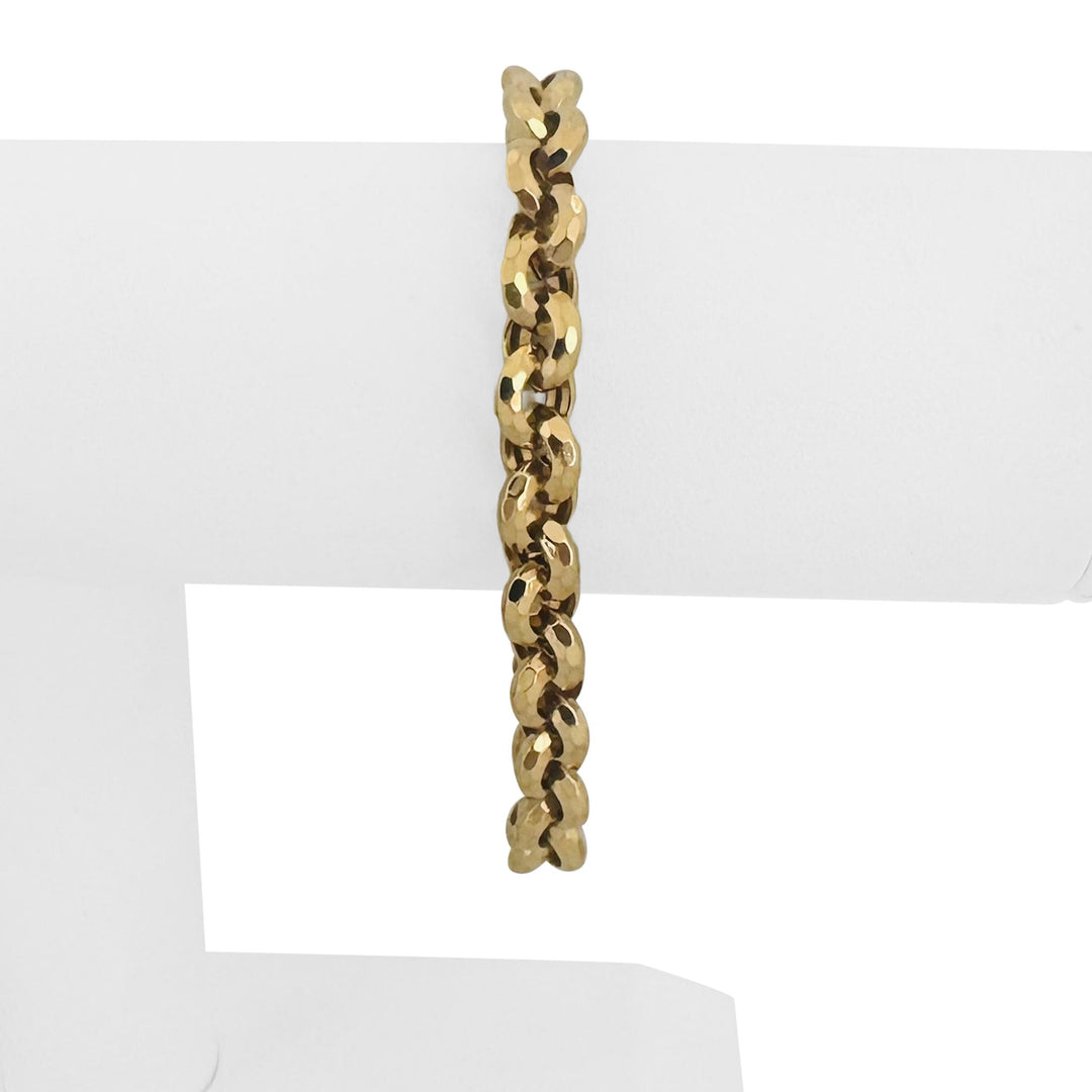 14k Yellow Gold 11.3g Ladies Beveled 8.5mm Rolo Link Bracelet Italy 7.25"