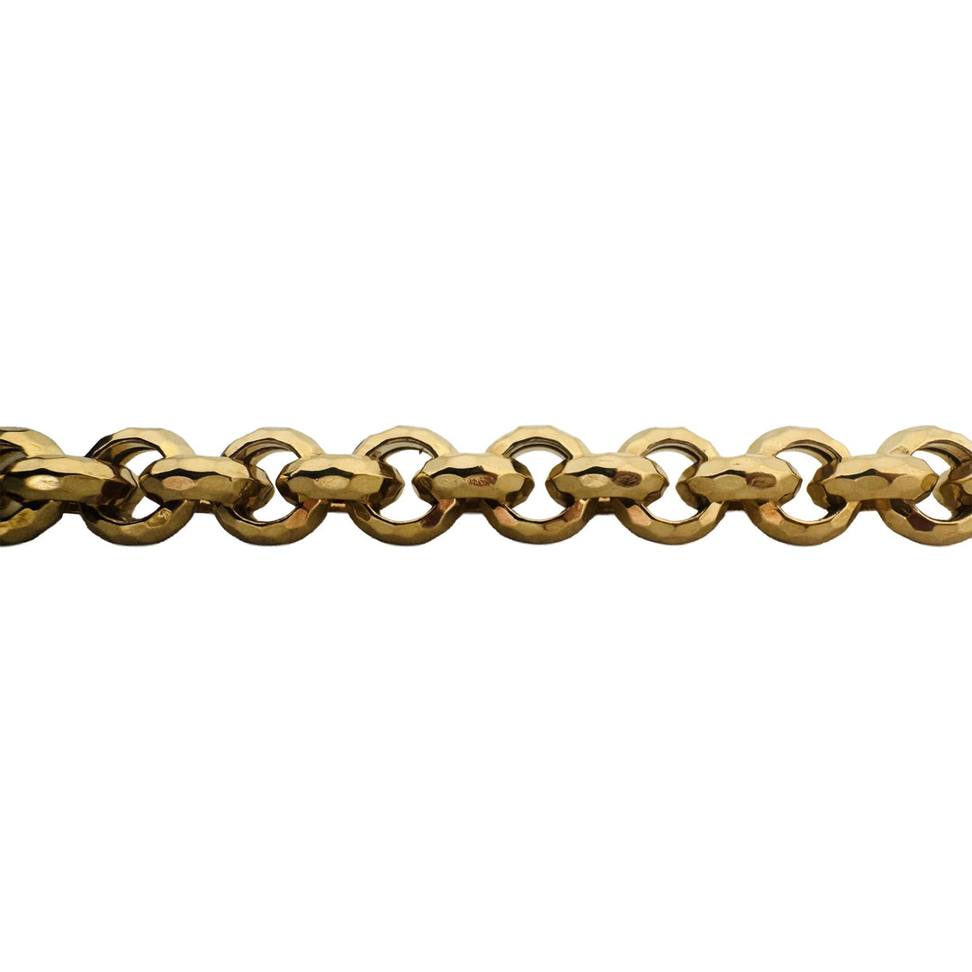 14k Yellow Gold 11.3g Ladies Beveled 8.5mm Rolo Link Bracelet Italy 7.25"