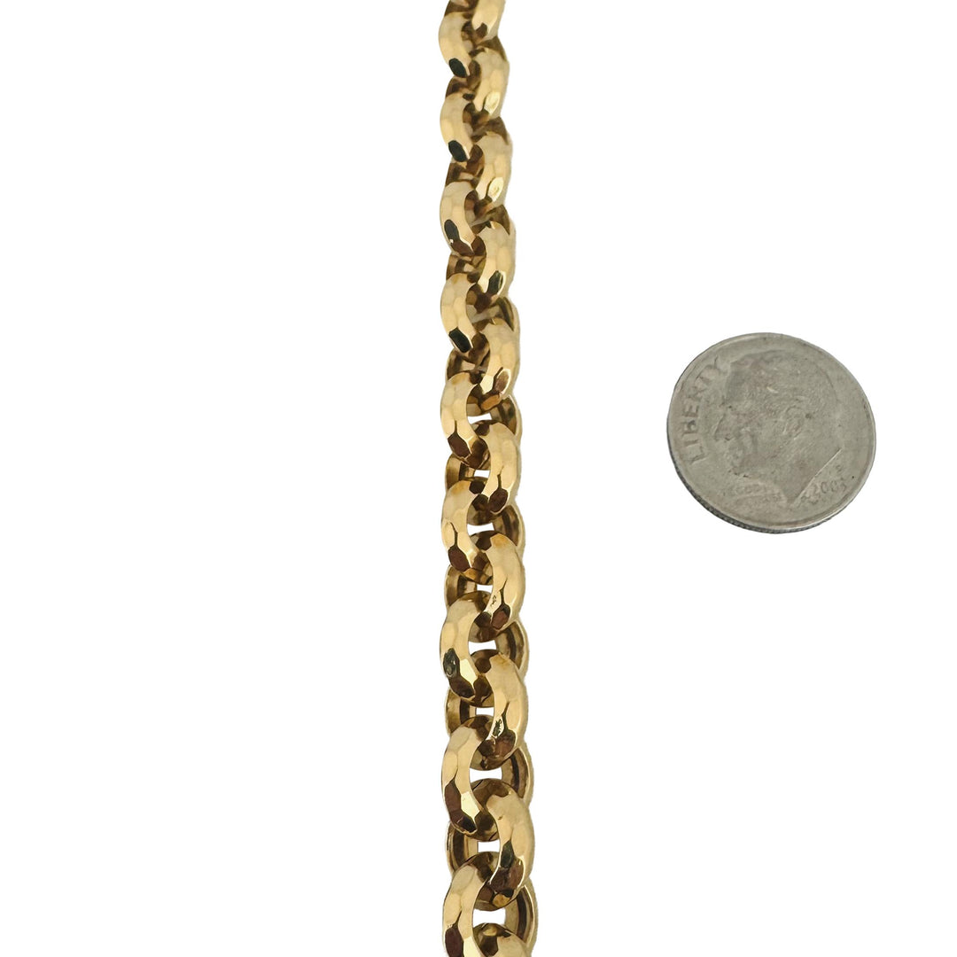 14k Yellow Gold 11.3g Ladies Beveled 8.5mm Rolo Link Bracelet Italy 7.25"