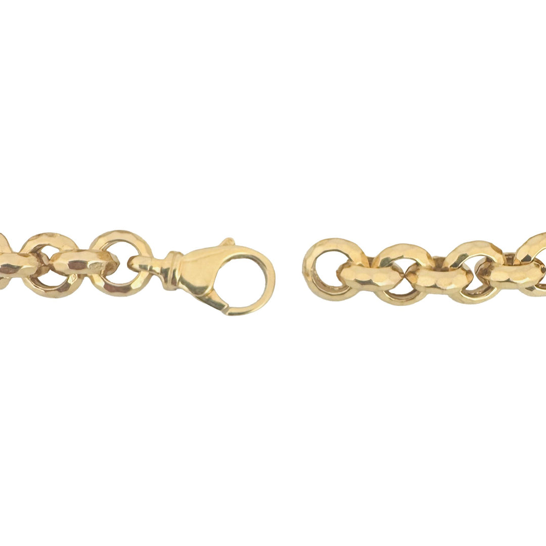 14k Yellow Gold 11.3g Ladies Beveled 8.5mm Rolo Link Bracelet Italy 7.25"