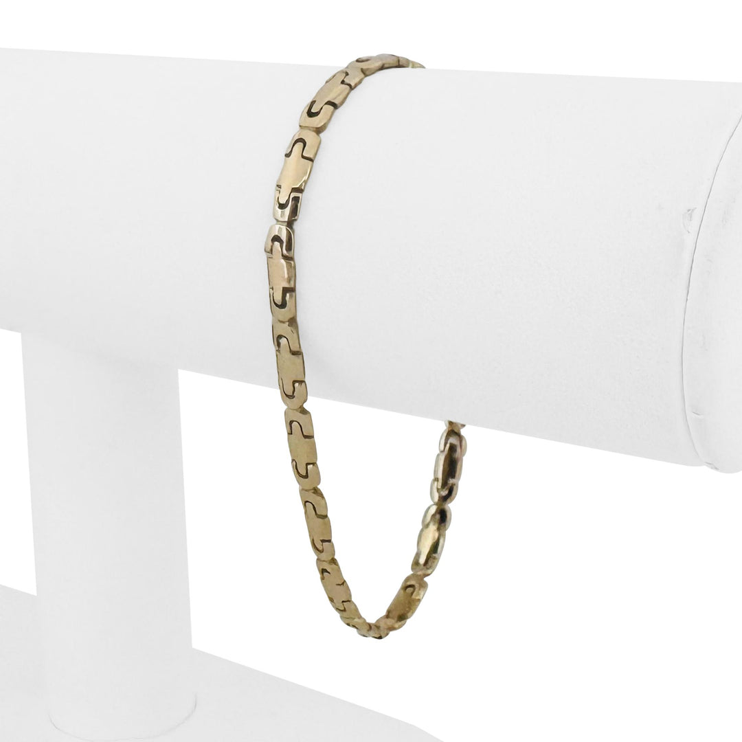 14k Yellow Gold 10.8g Vintage Solid Thin 4mm Fancy Link Bracelet 7.5"