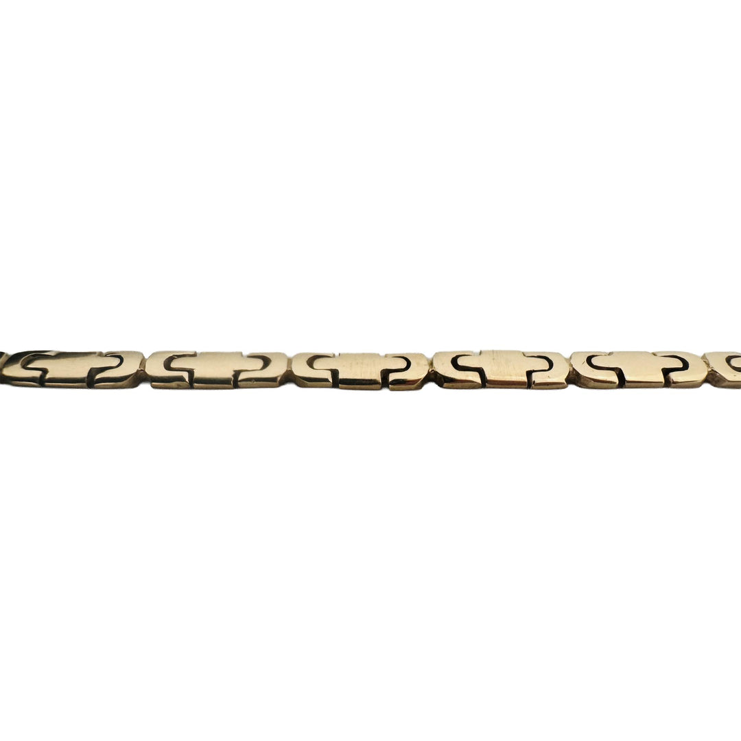 14k Yellow Gold 10.8g Vintage Solid Thin 4mm Fancy Link Bracelet 7.5"