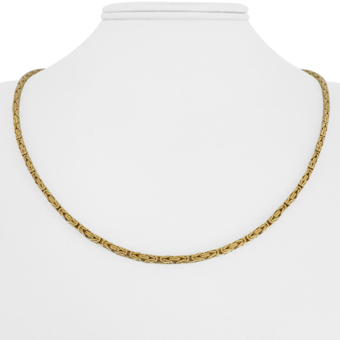 14k Yellow Gold 14g Solid Thin 2mm Squared Byzantine Link Necklace Italy 20"