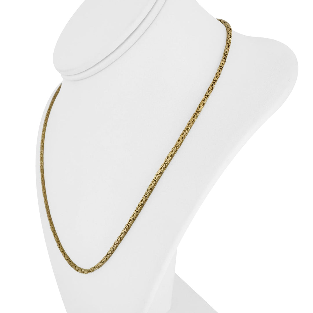 14k Yellow Gold 14g Solid Thin 2mm Squared Byzantine Link Necklace Italy 20"