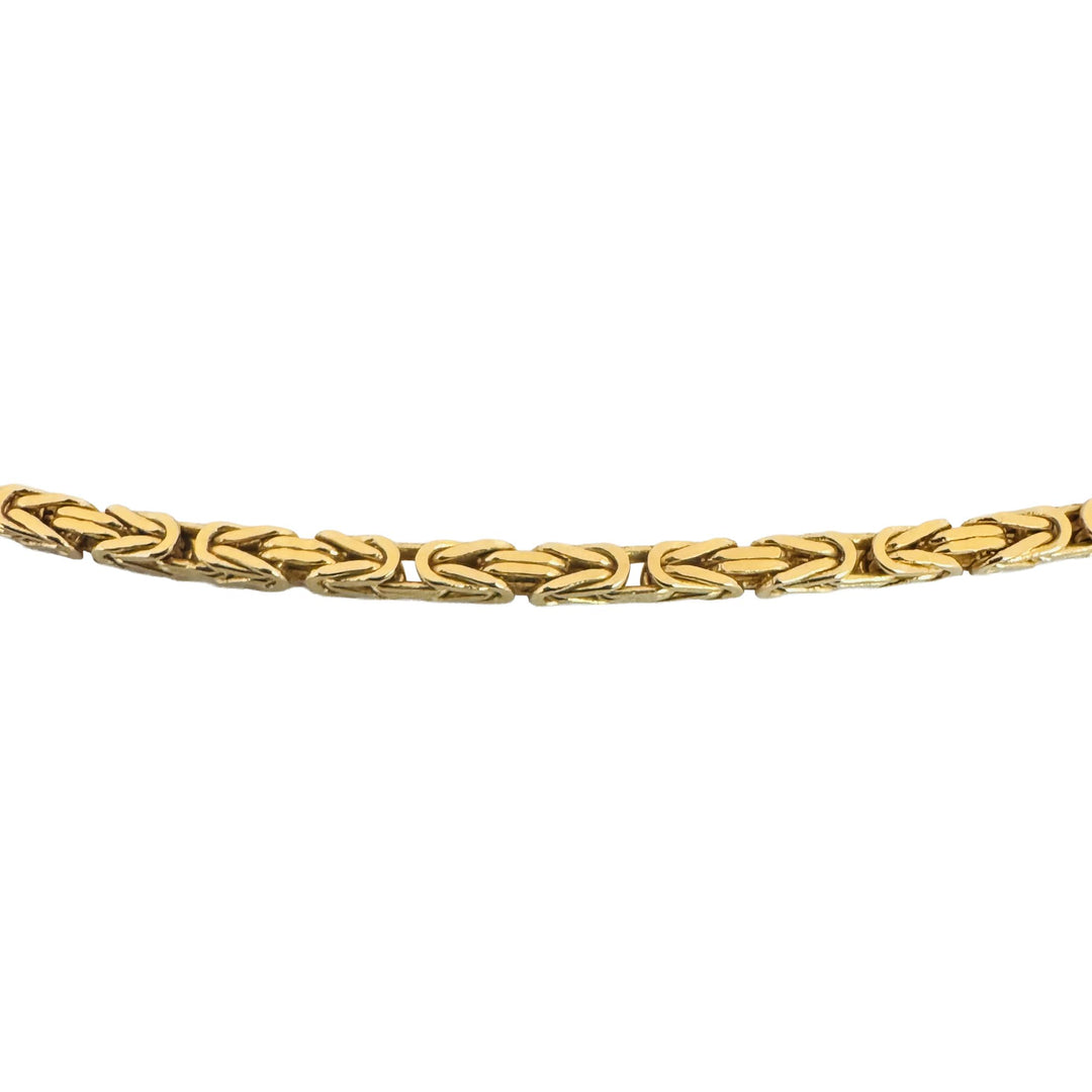 14k Yellow Gold 14g Solid Thin 2mm Squared Byzantine Link Necklace Italy 20"