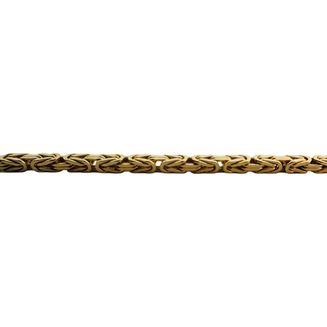 14k Yellow Gold 14g Solid Thin 2mm Squared Byzantine Link Necklace Italy 20"