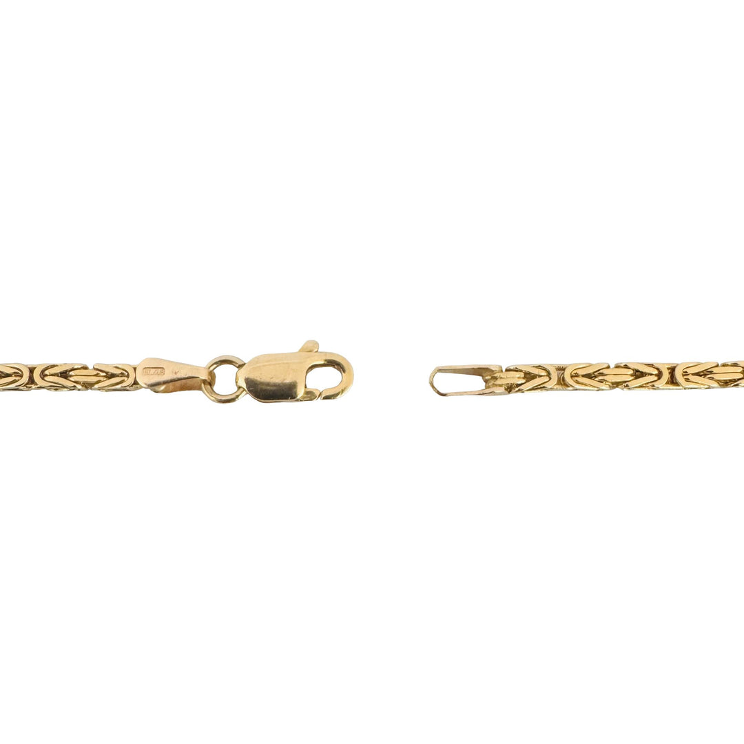14k Yellow Gold 14g Solid Thin 2mm Squared Byzantine Link Necklace Italy 20"