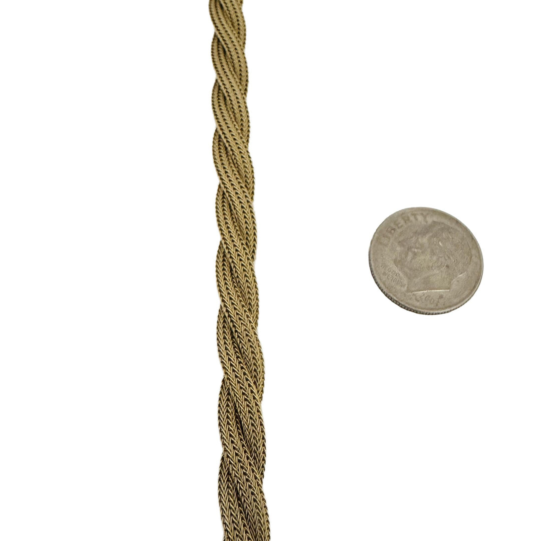 14k Yellow Gold 12.7g Vintage Soft Braided Mesh Link Bracelet Italy 7.25"