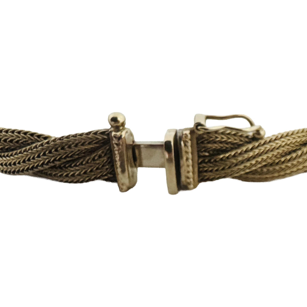 14k Yellow Gold 12.7g Vintage Soft Braided Mesh Link Bracelet Italy 7.25"