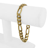 14k Yellow Gold 27.3g Solid Men's 9.5mm Figaro Link Bracelet Italy 8.5"