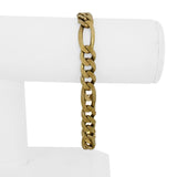 14k Yellow Gold 27.3g Solid Men's 9.5mm Figaro Link Bracelet Italy 8.5"