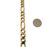 14k Yellow Gold 27.3g Solid Men's 9.5mm Figaro Link Bracelet Italy 8.5"