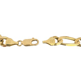 14k Yellow Gold 27.3g Solid Men's 9.5mm Figaro Link Bracelet Italy 8.5"