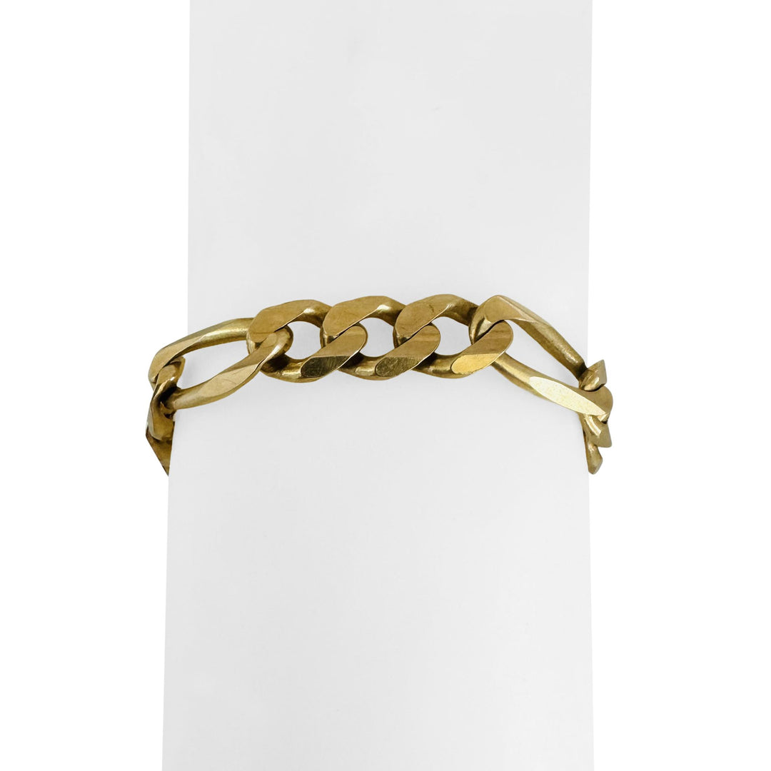 14k Yellow Gold 27.3g Solid Men's 9.5mm Figaro Link Bracelet Italy 8.5"