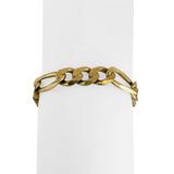 14k Yellow Gold 27.3g Solid Men's 9.5mm Figaro Link Bracelet Italy 8.5"