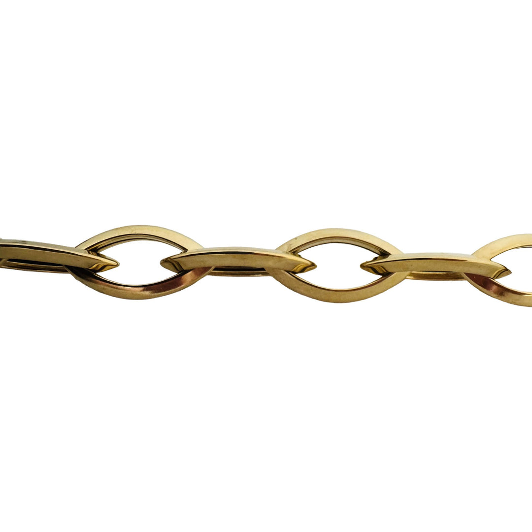 14k Yellow Gold 9.2g Ladies 11mm Marquise Link Toggle T Bar Bracelet Italy 7.5"