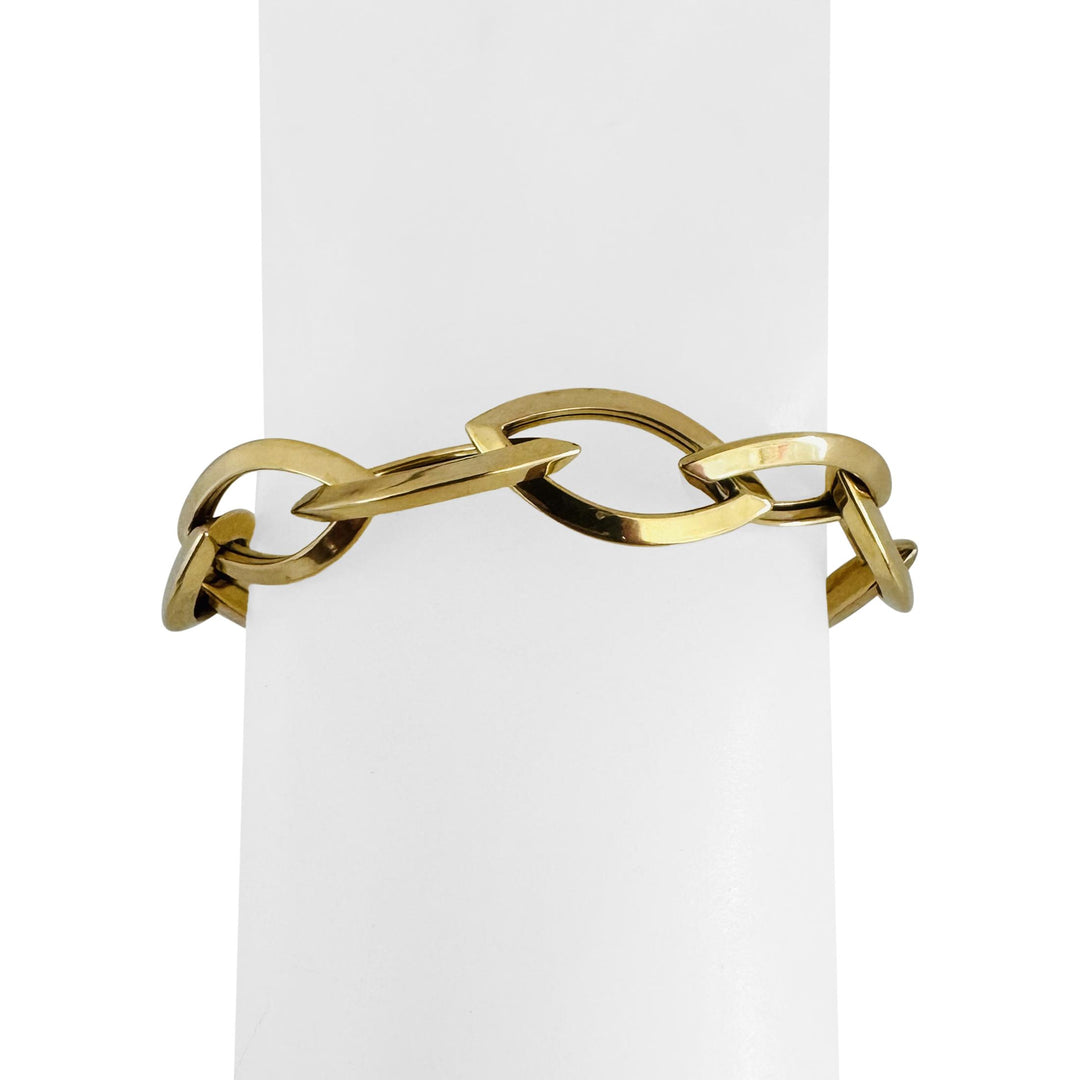 14k Yellow Gold 9.2g Ladies 11mm Marquise Link Toggle T Bar Bracelet Italy 7.5"