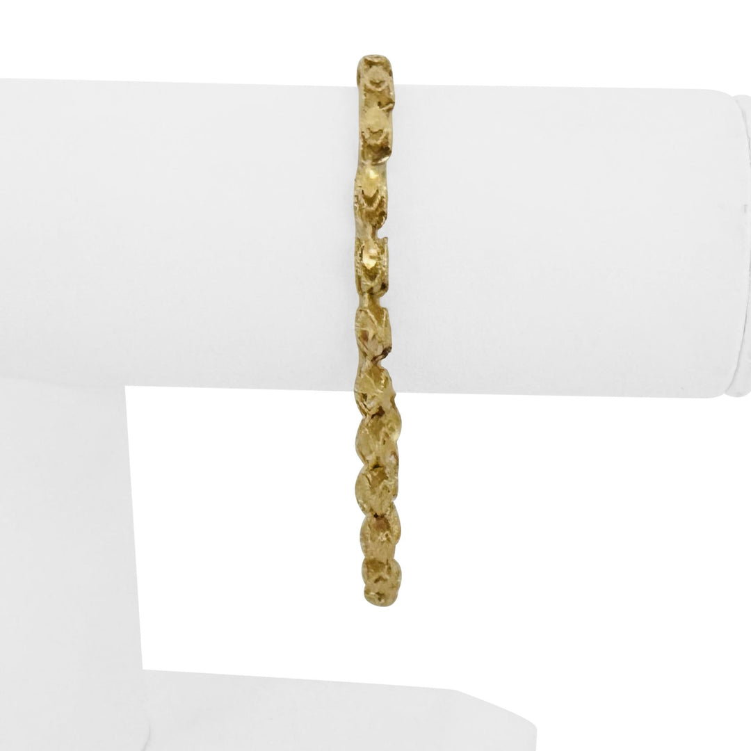 14k Yellow Gold 7.7g Vintage Diamond Cut 4.5mm Solid Fancy Link Bracelet 7.5"