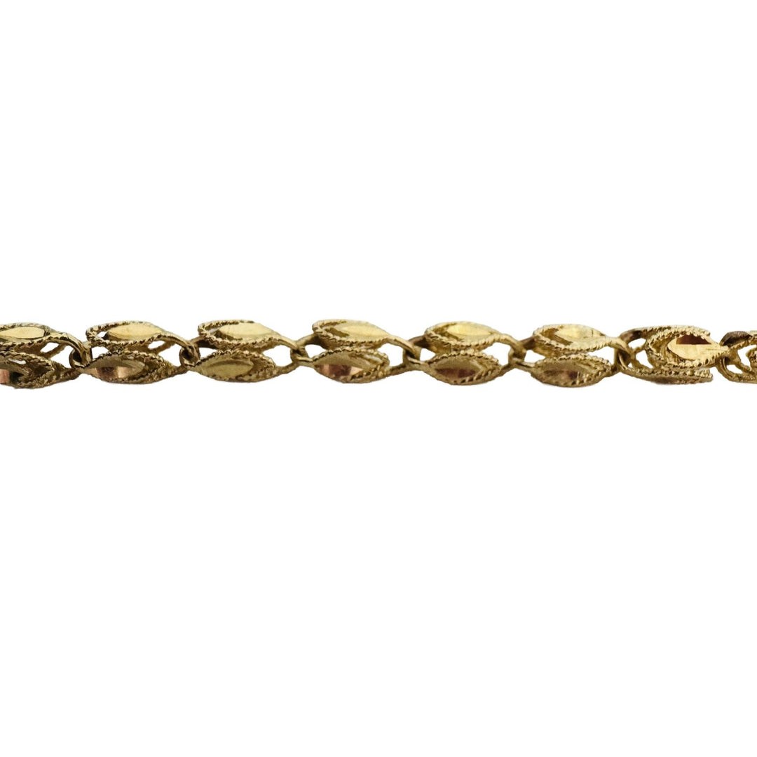 14k Yellow Gold 7.7g Vintage Diamond Cut 4.5mm Solid Fancy Link Bracelet 7.5"