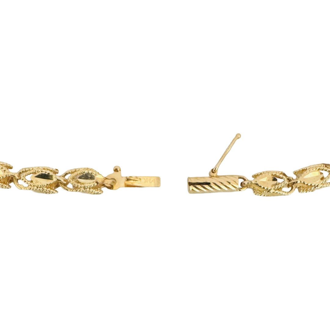 14k Yellow Gold 7.7g Vintage Diamond Cut 4.5mm Solid Fancy Link Bracelet 7.5"