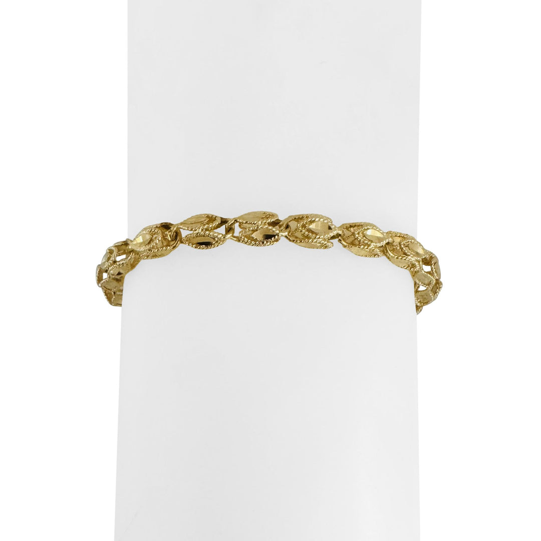 14k Yellow Gold 7.7g Vintage Diamond Cut 4.5mm Solid Fancy Link Bracelet 7.5"