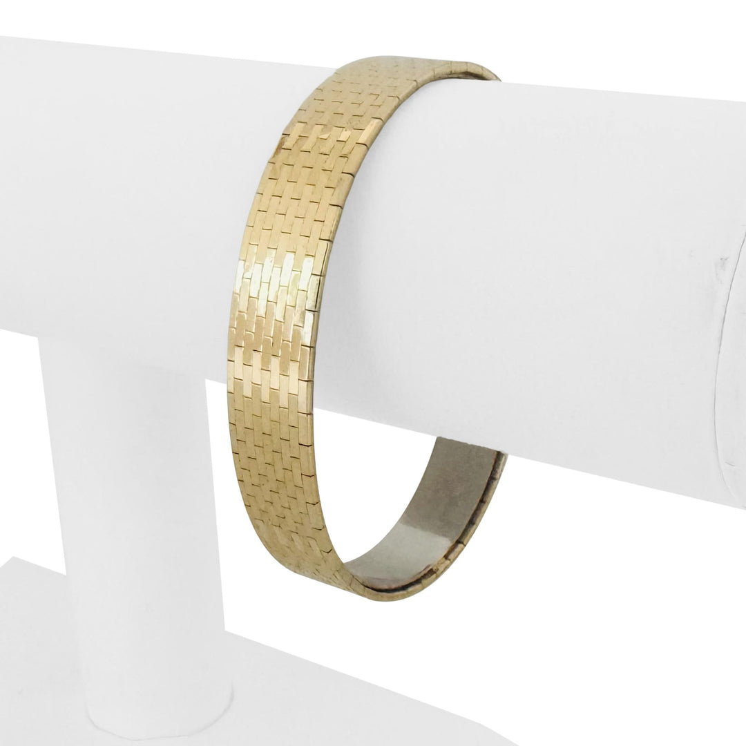 14k Yellow and White Gold Diamond 36g Solid Flexible Cuff Bracelet Italy 6.75"