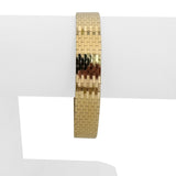 14k Yellow and White Gold Diamond 36g Solid Flexible Cuff Bracelet Italy 6.75"